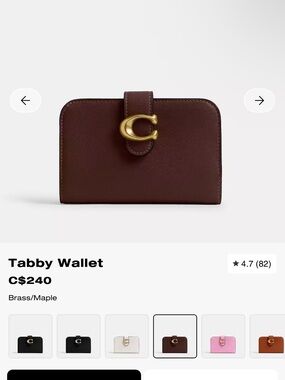 Coach Tabby Small Wallet in Maple Brown with Brass C Hardware
